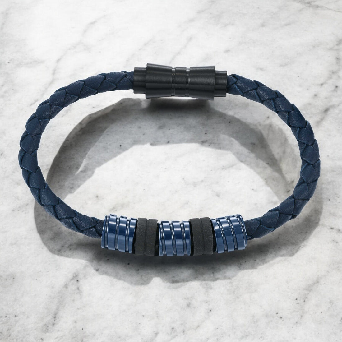 Mens Azure Edge Leather Bracelet