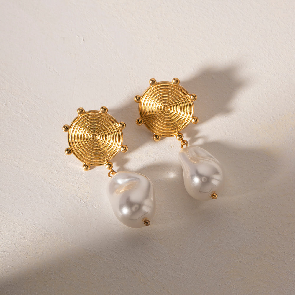 Pearl Charms Gold Danglers
