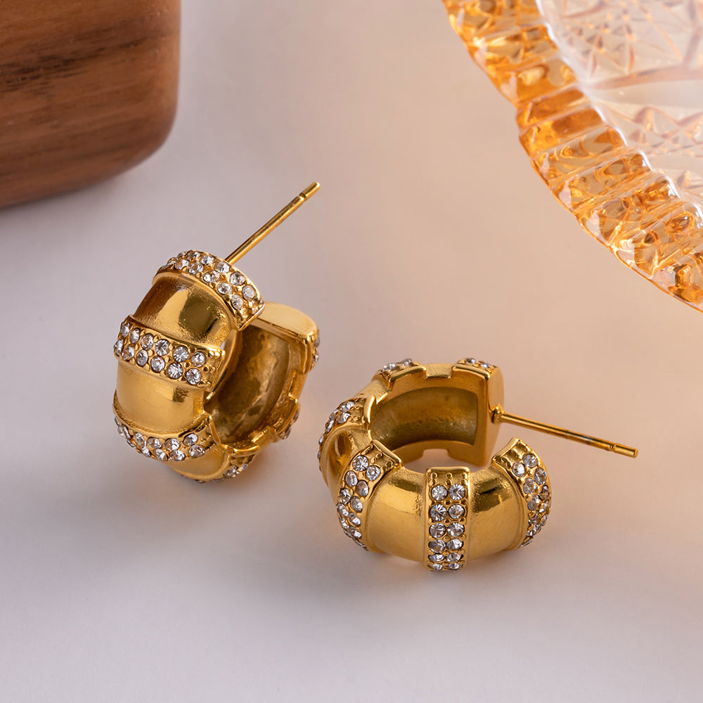 Helix Gold Hoops with Cubic Zirconia