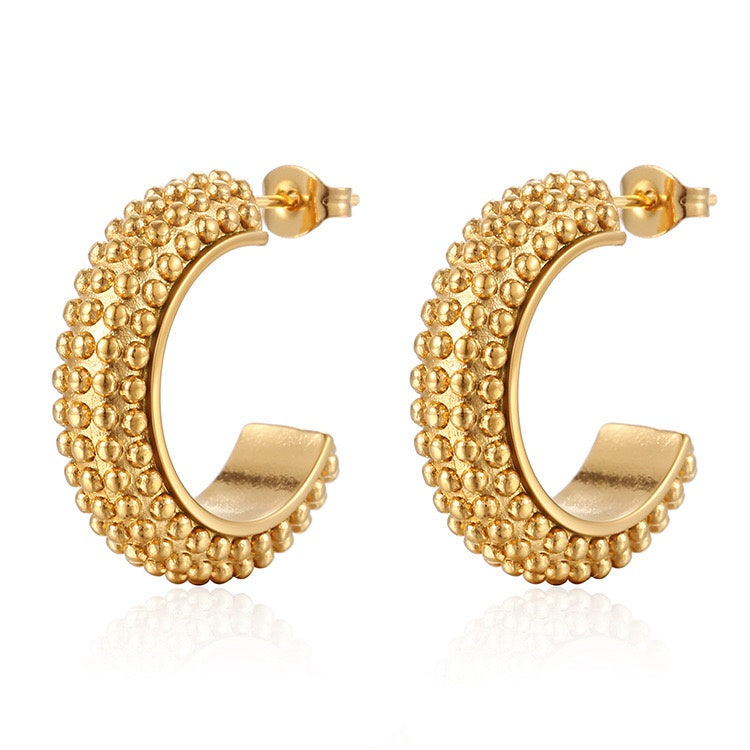 Pebbled Gold Hoops