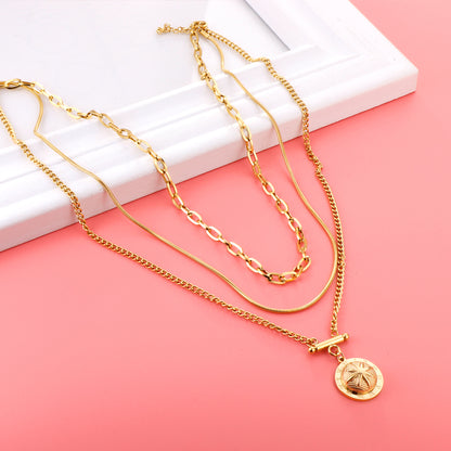 Gleaming Sundial Layered Necklace