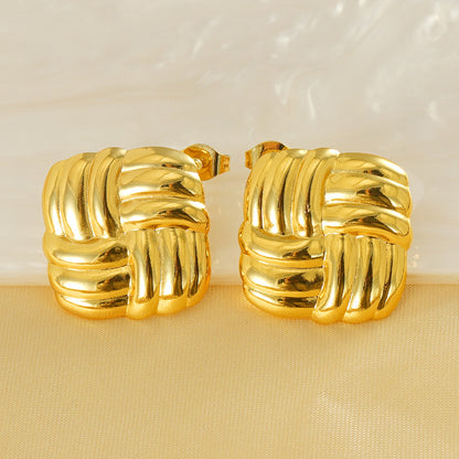 Contemporary Square Gold Studs