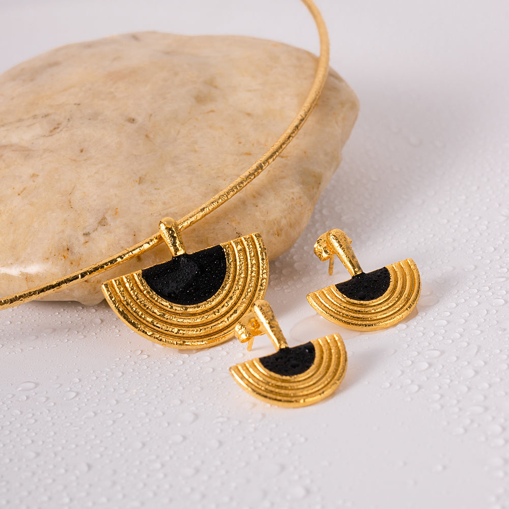 Half Moon Gold Stiff Necklace