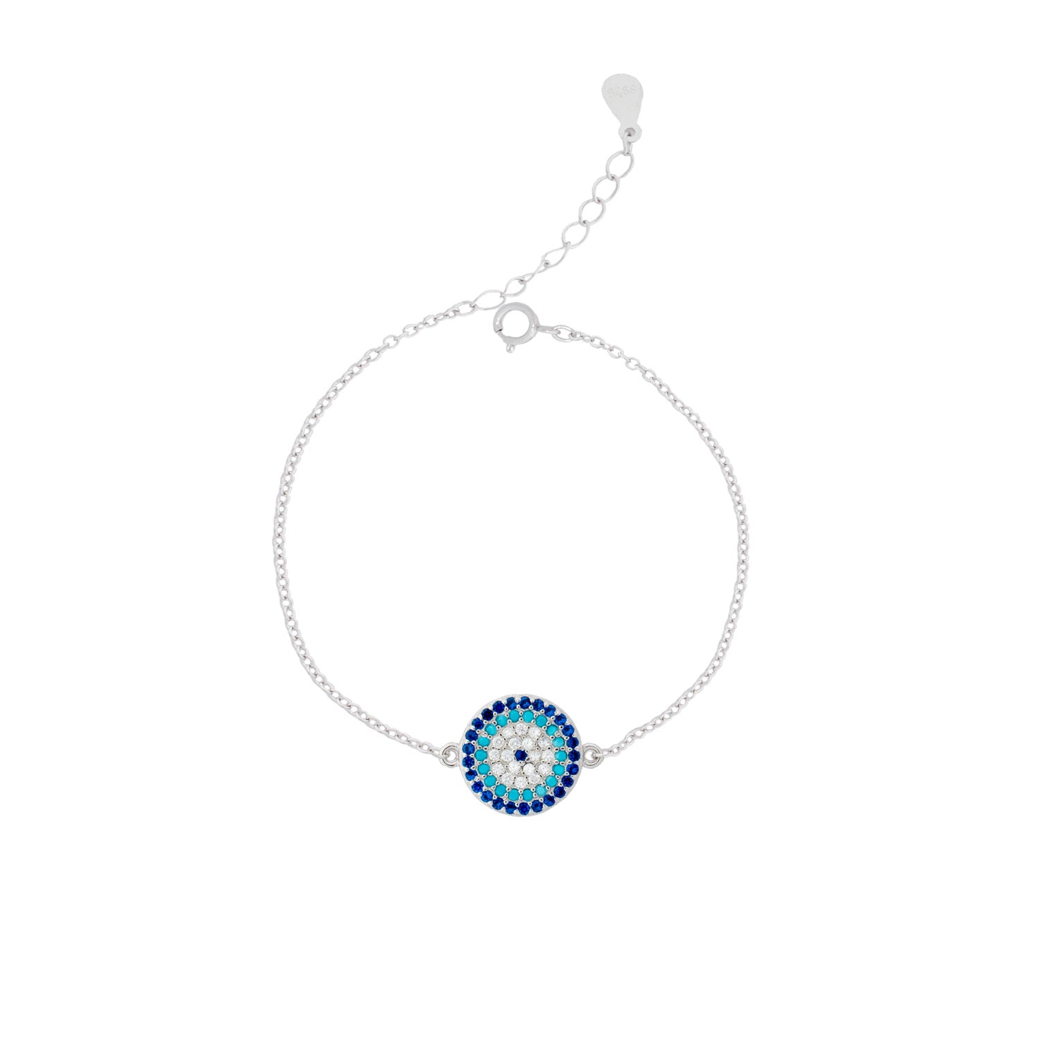 925 Silver Round Evil Eye Bracelet
