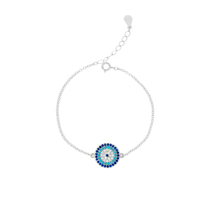 925 Silver Round Evil Eye Bracelet