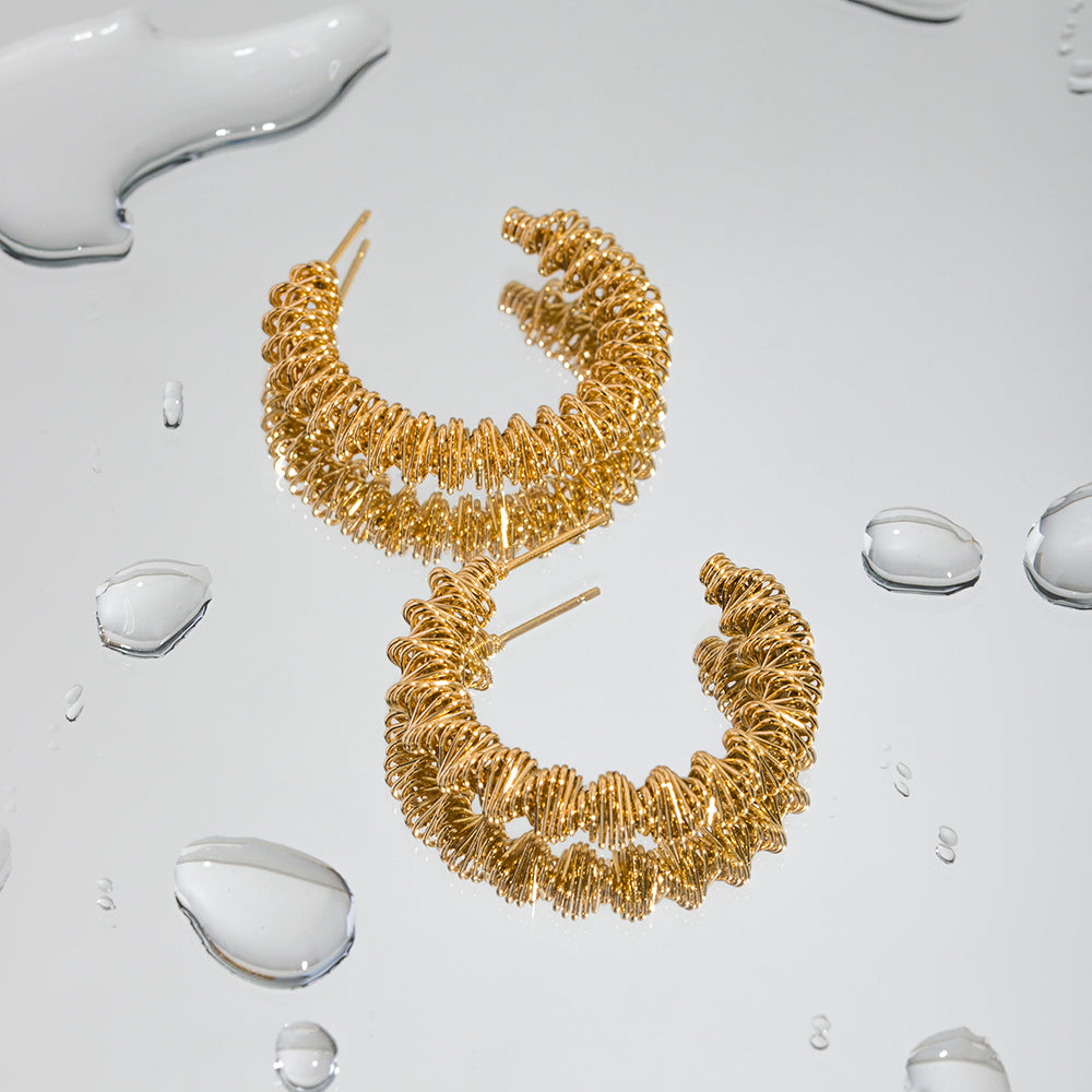 Golden Spiral Gold Hoops