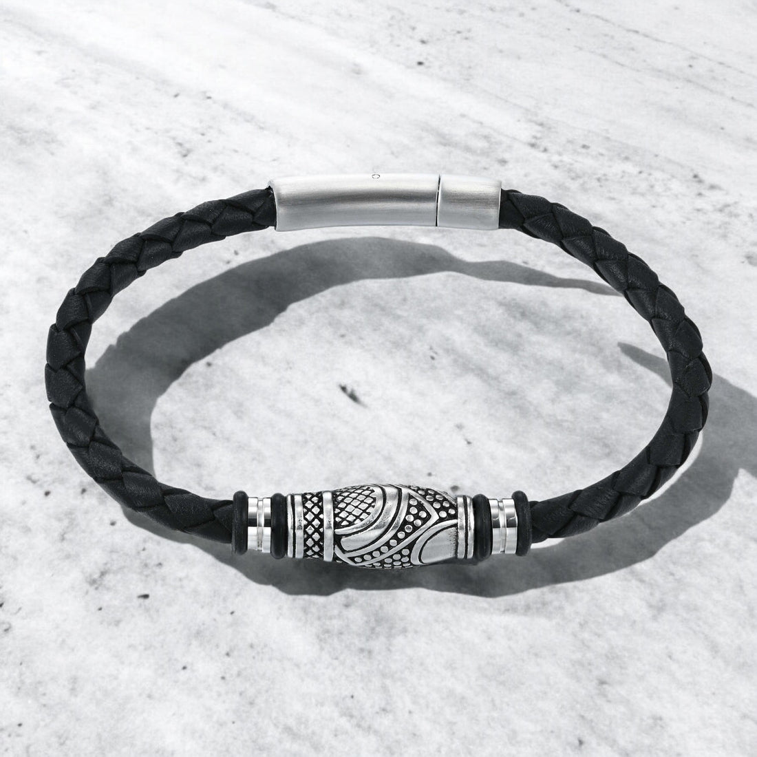 Mens Eclipse Band Leather Bracelet