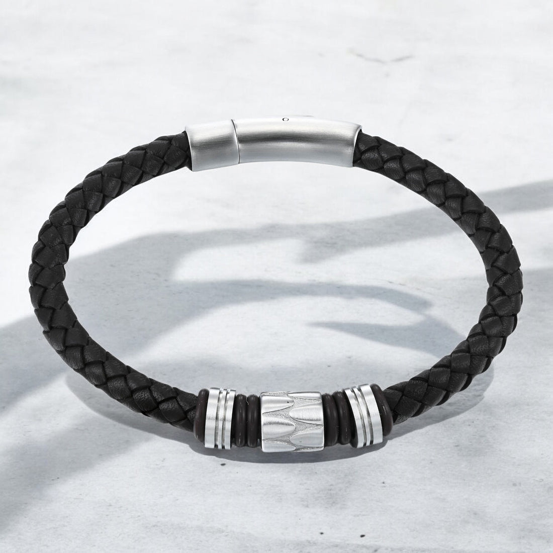 Mens Midnight Weave Leather Bracelet