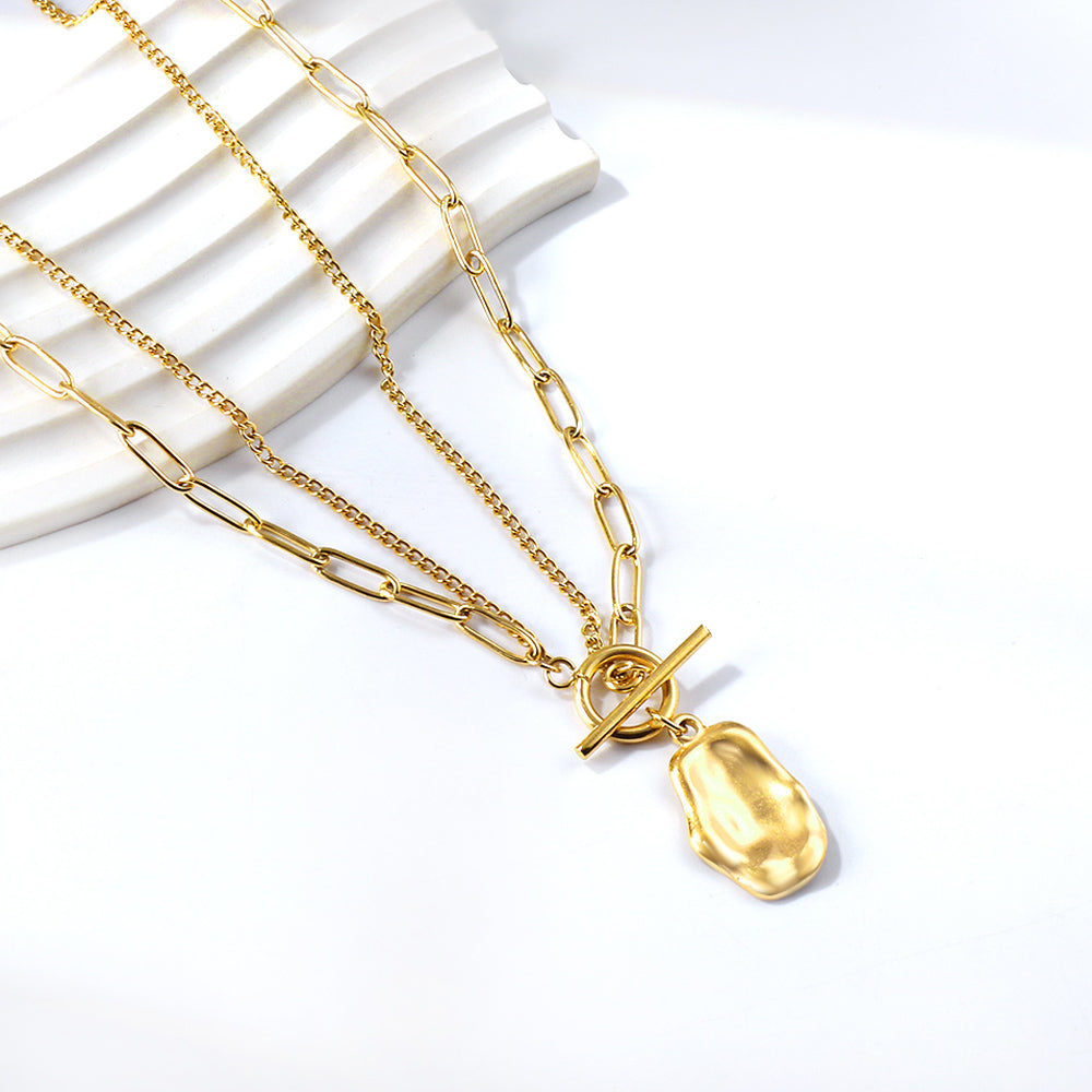 Regal Beaten Gold Layered Necklace