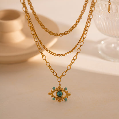 Mystic Eye Layered Turquoise Evil Eye Necklace