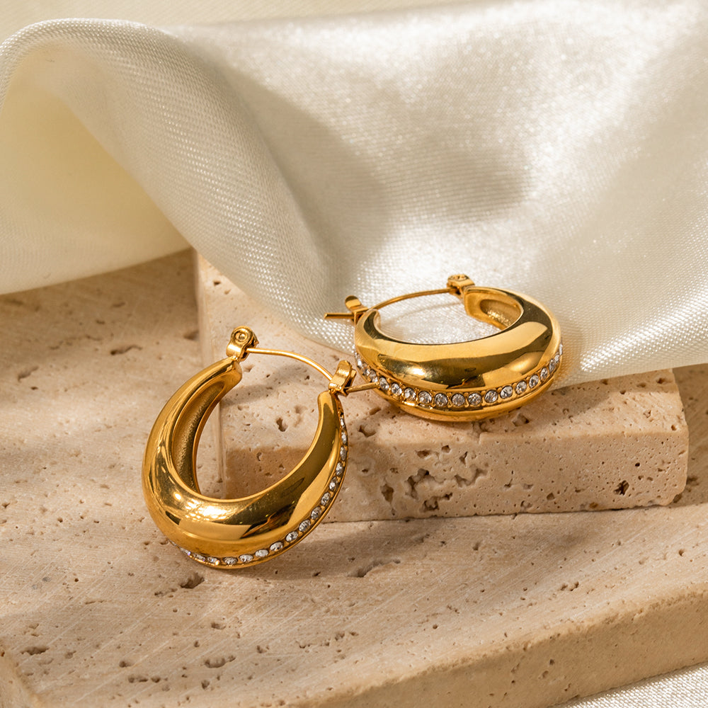 Sparkle Line Gold - Cubic Zirconia Hoops