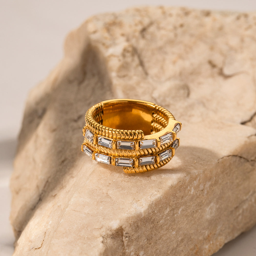 Brilliance Ring with Baguettes Cubic Zirconia