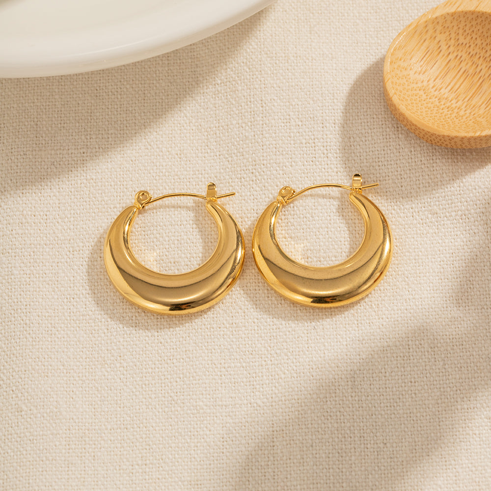 Crecent Curve Gold Hoops