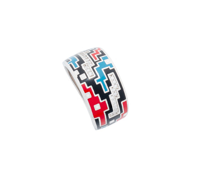 925 Silver Tetra Block Enamel Ring