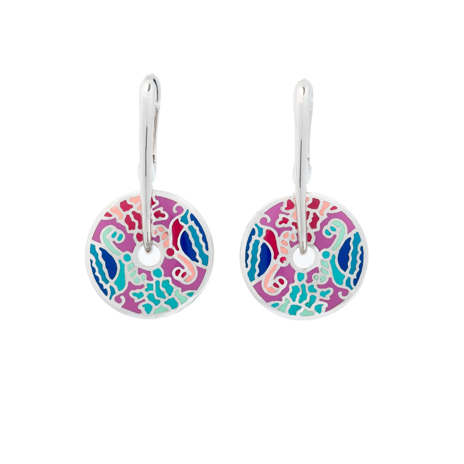 925 Silver Colour Oasis Enamel Earrings