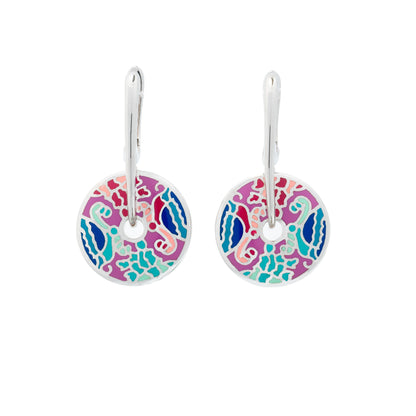 925 Silver Colour Oasis Enamel Earrings