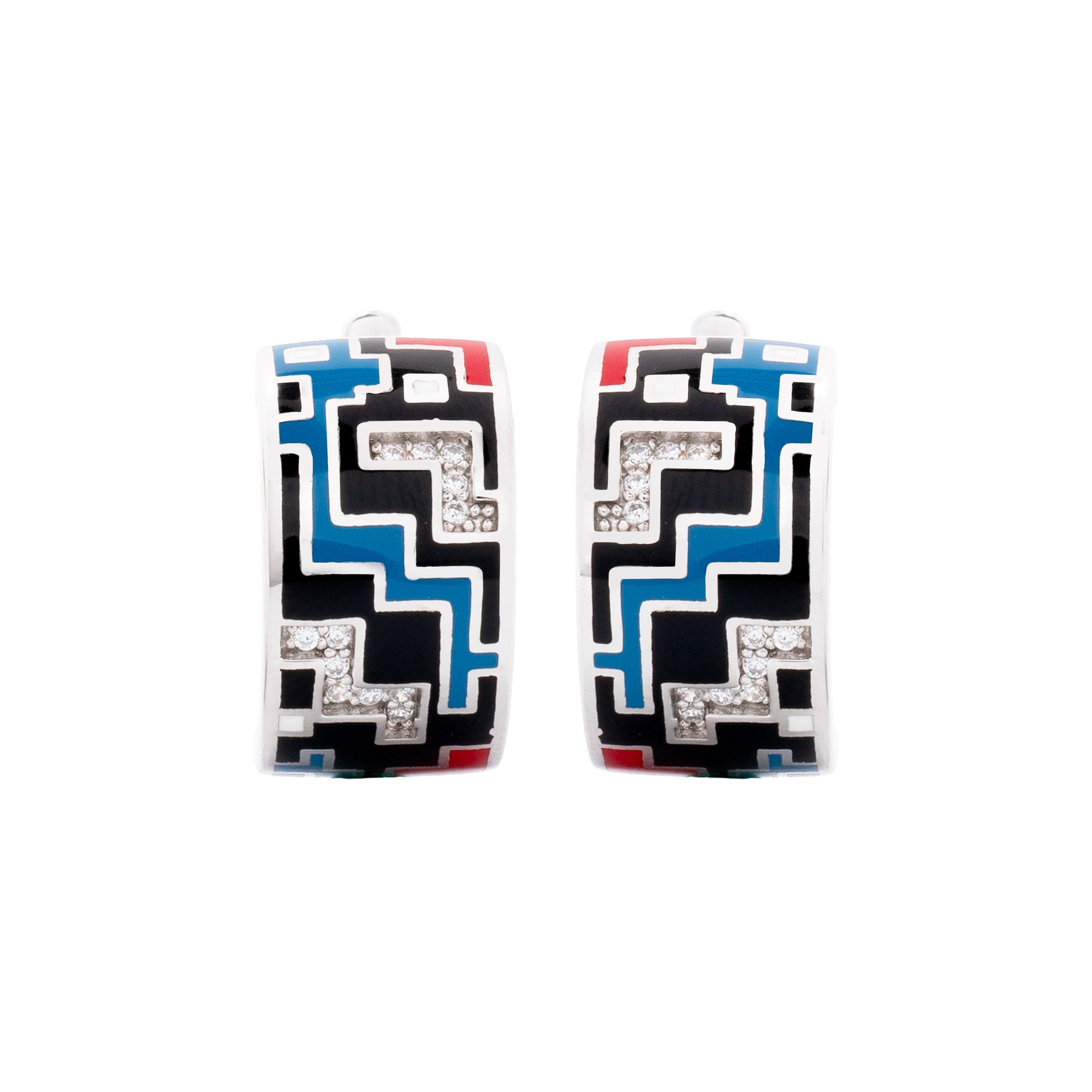 925 Silver Tetra Block Enamel Earrings