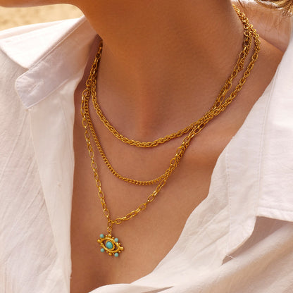 Mystic Eye Layered Turquoise Evil Eye Necklace