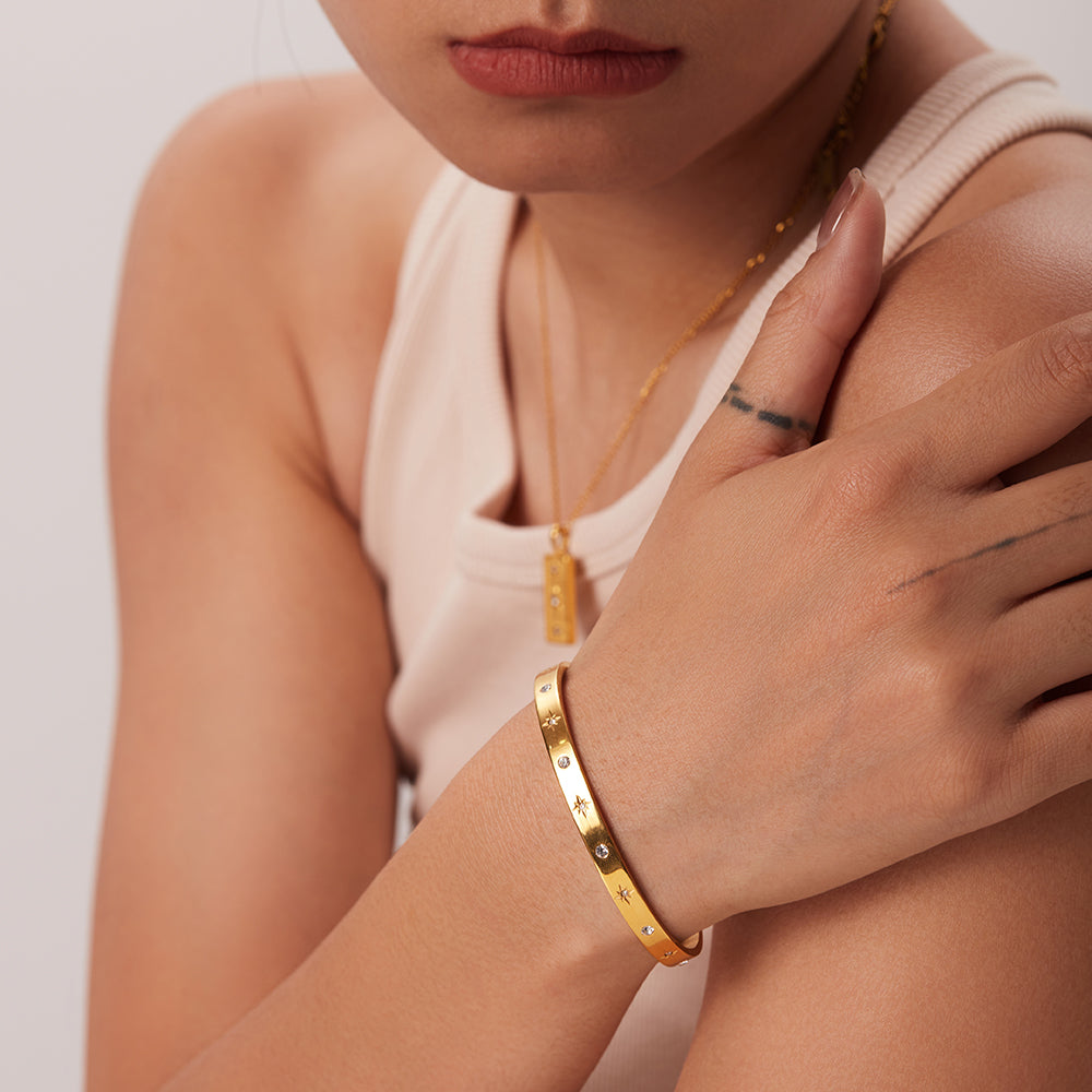 Starry Night - Gold Bangle Bracelet