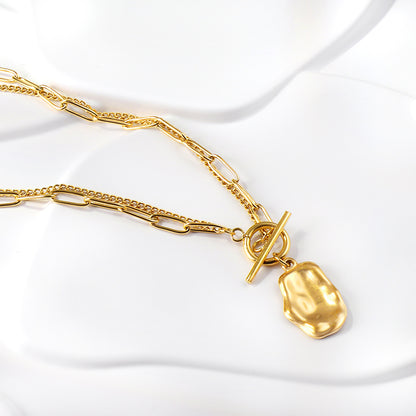 Regal Beaten Gold Layered Necklace