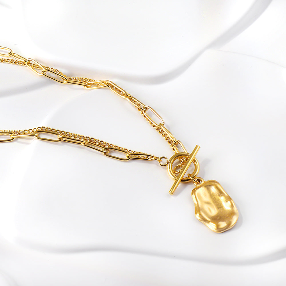 Regal Beaten Gold Layered Necklace