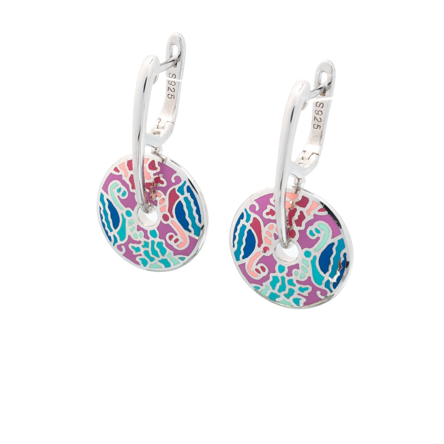 925 Silver Colour Oasis Enamel Earrings
