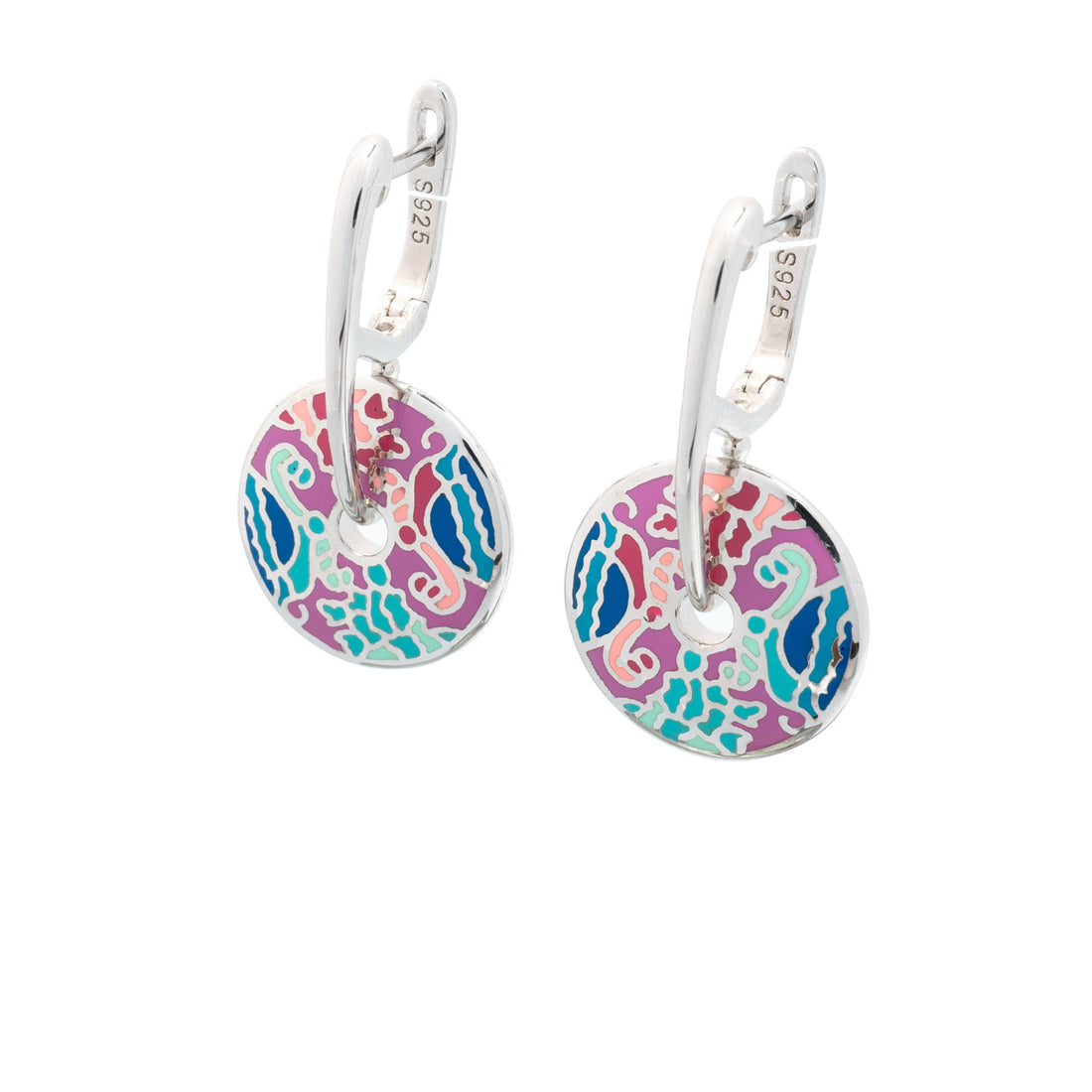 925 Silver Colour Oasis Enamel Earrings