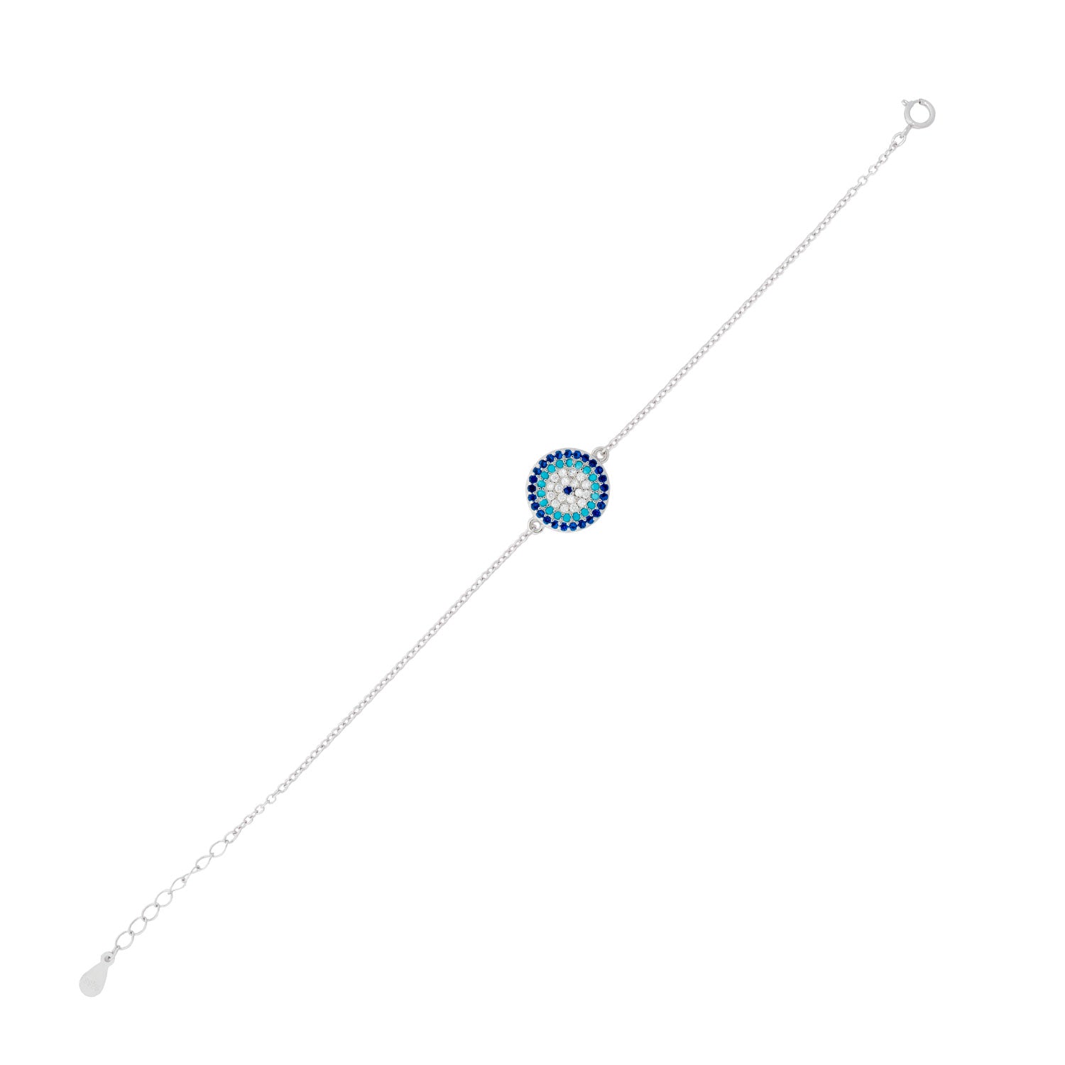 925 Silver Round Evil Eye Bracelet