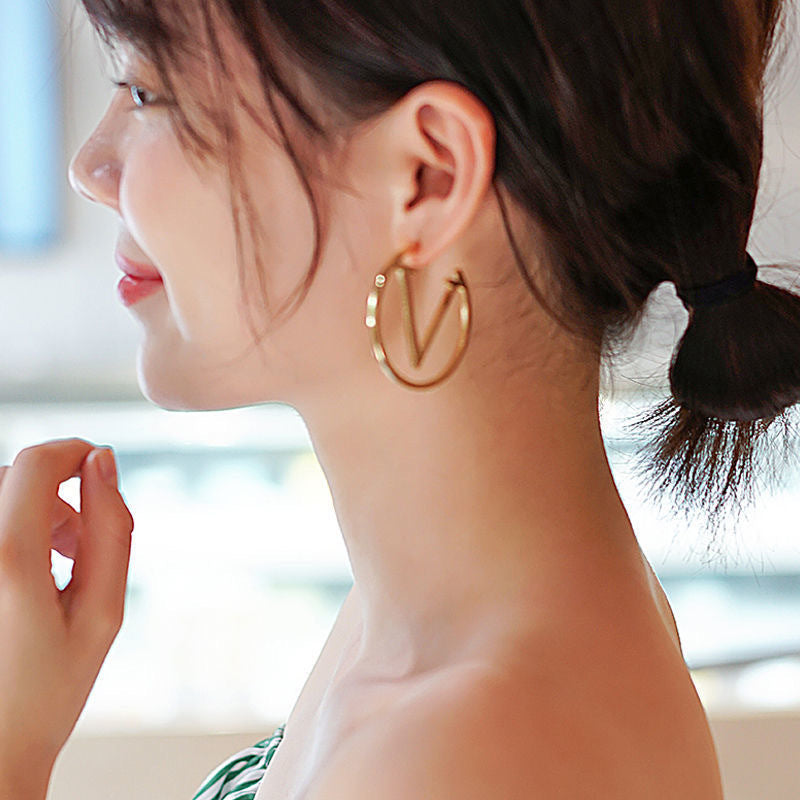 Vivid V Gold Hoops