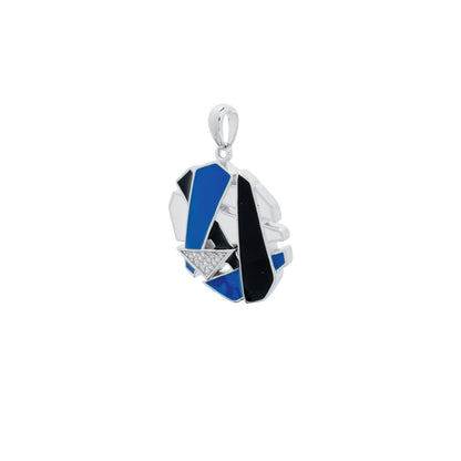 925 Silver Abstract Essence Enamel Pendant - Blue and Black