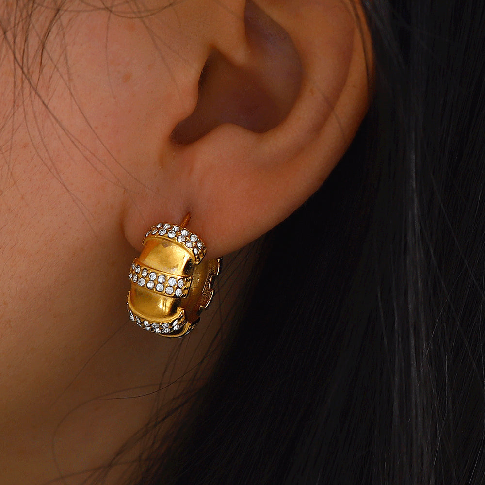 Helix Gold Hoops with Cubic Zirconia