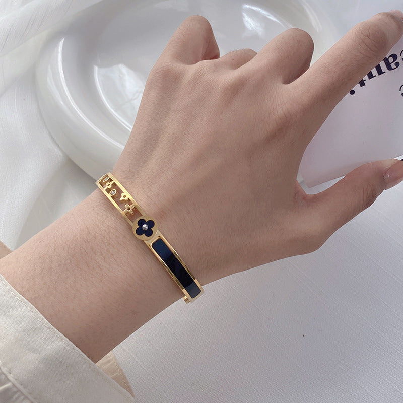 Enamel Floral Bangle Bracelet