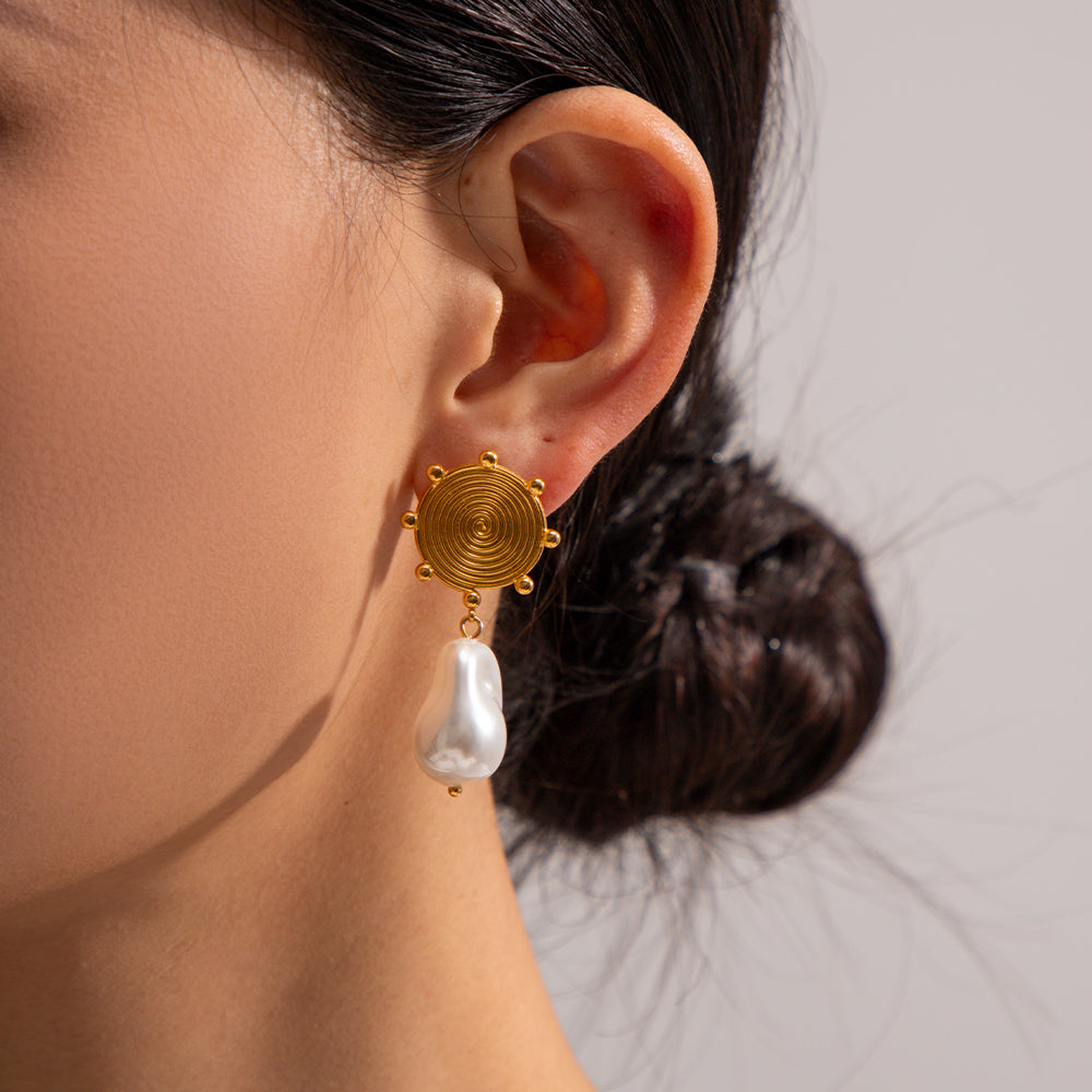 Pearl Charms Gold Danglers