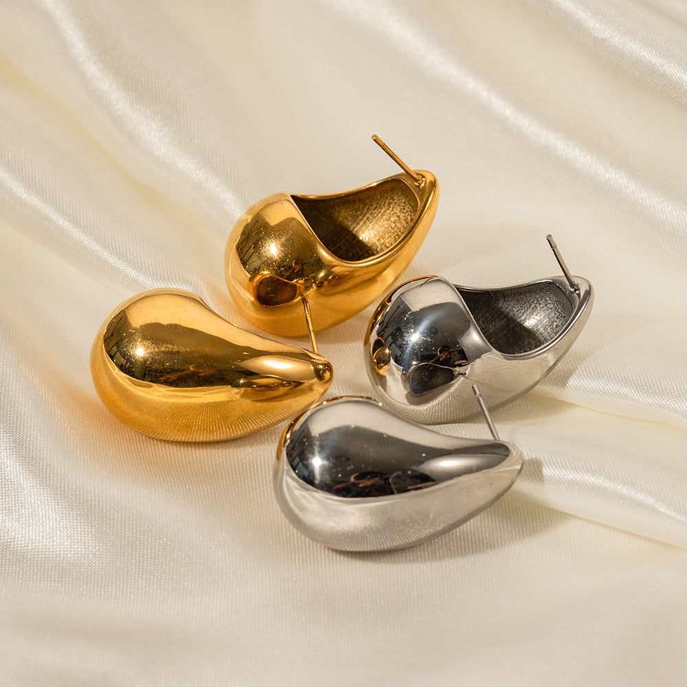 Glistening Teardrop Gold Hoops