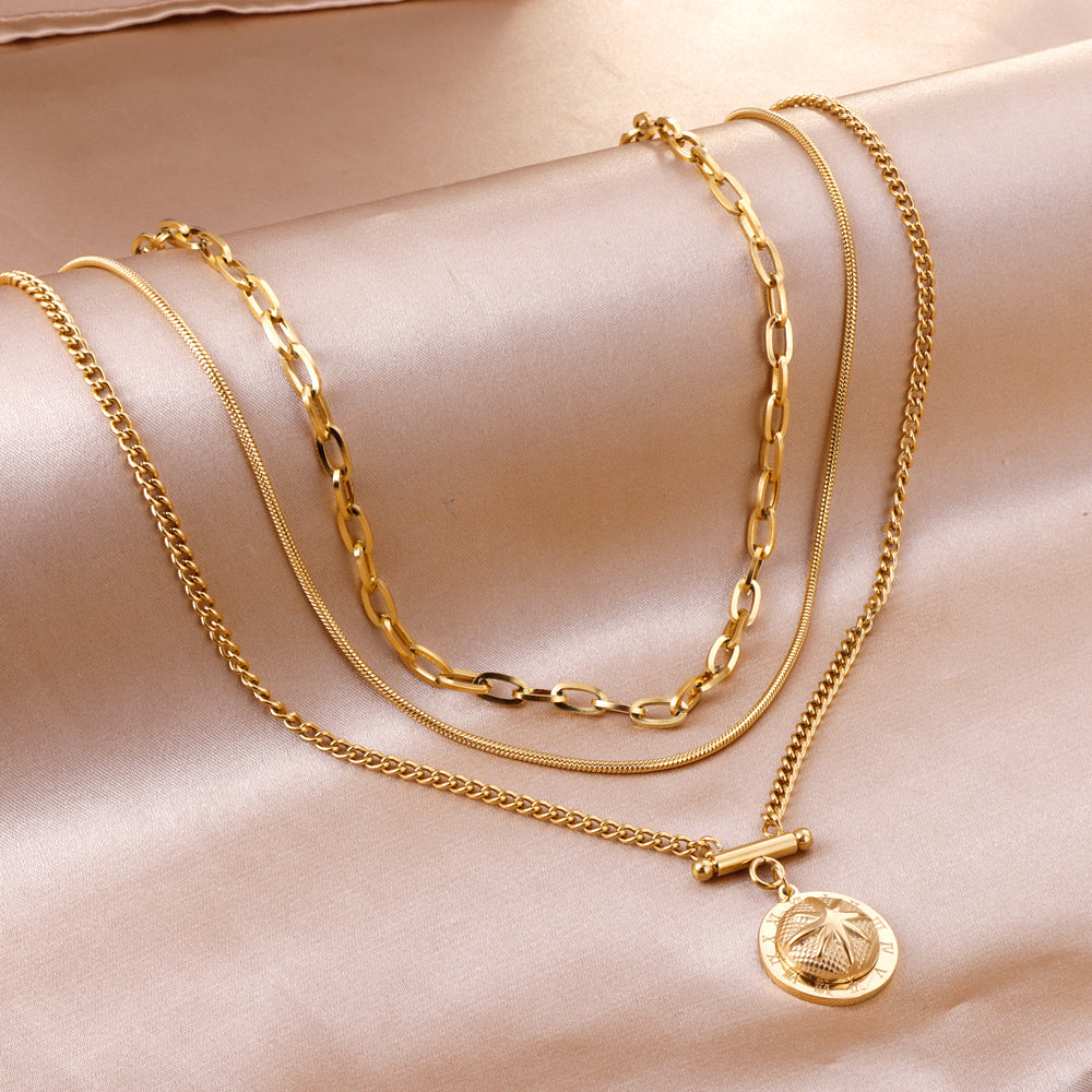 Gleaming Sundial Layered Necklace