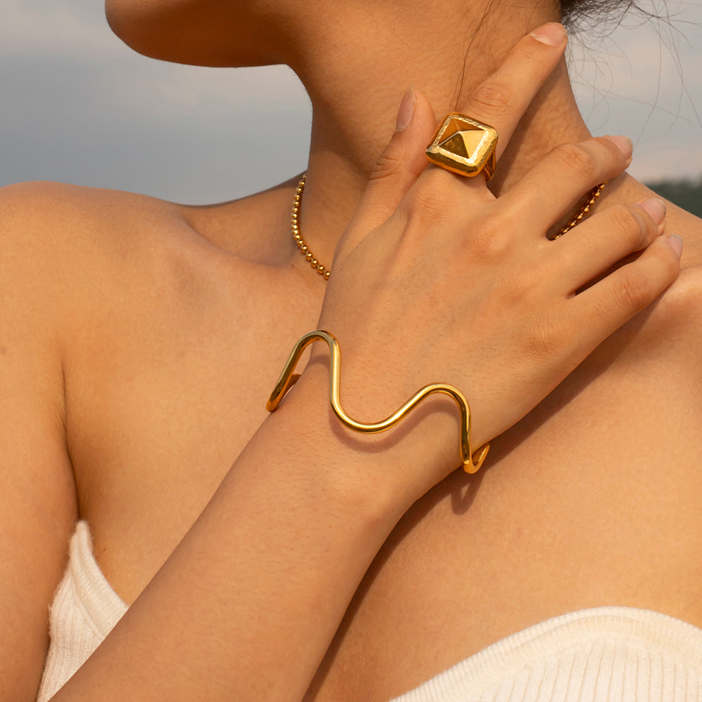 Golden Ripple Cuff