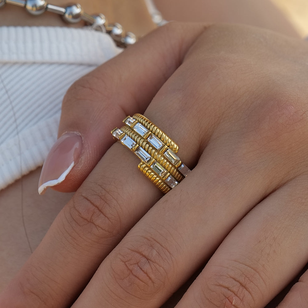 Brilliance Ring with Baguettes Cubic Zirconia