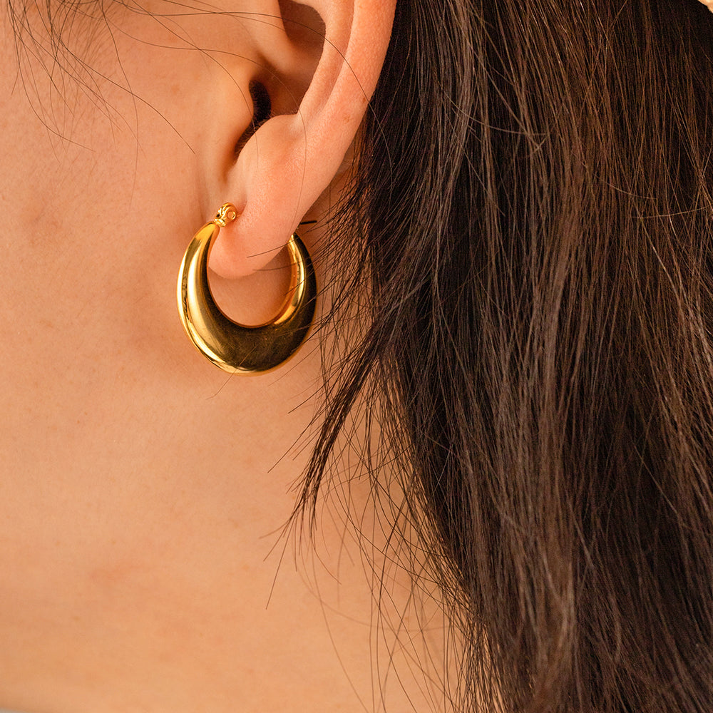 Crecent Curve Gold Hoops