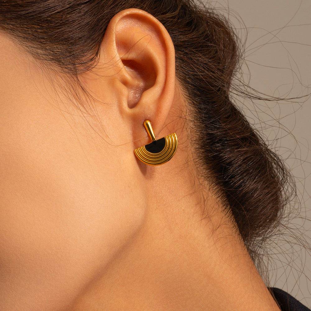 Mystic Black Gold Enamel Earrings