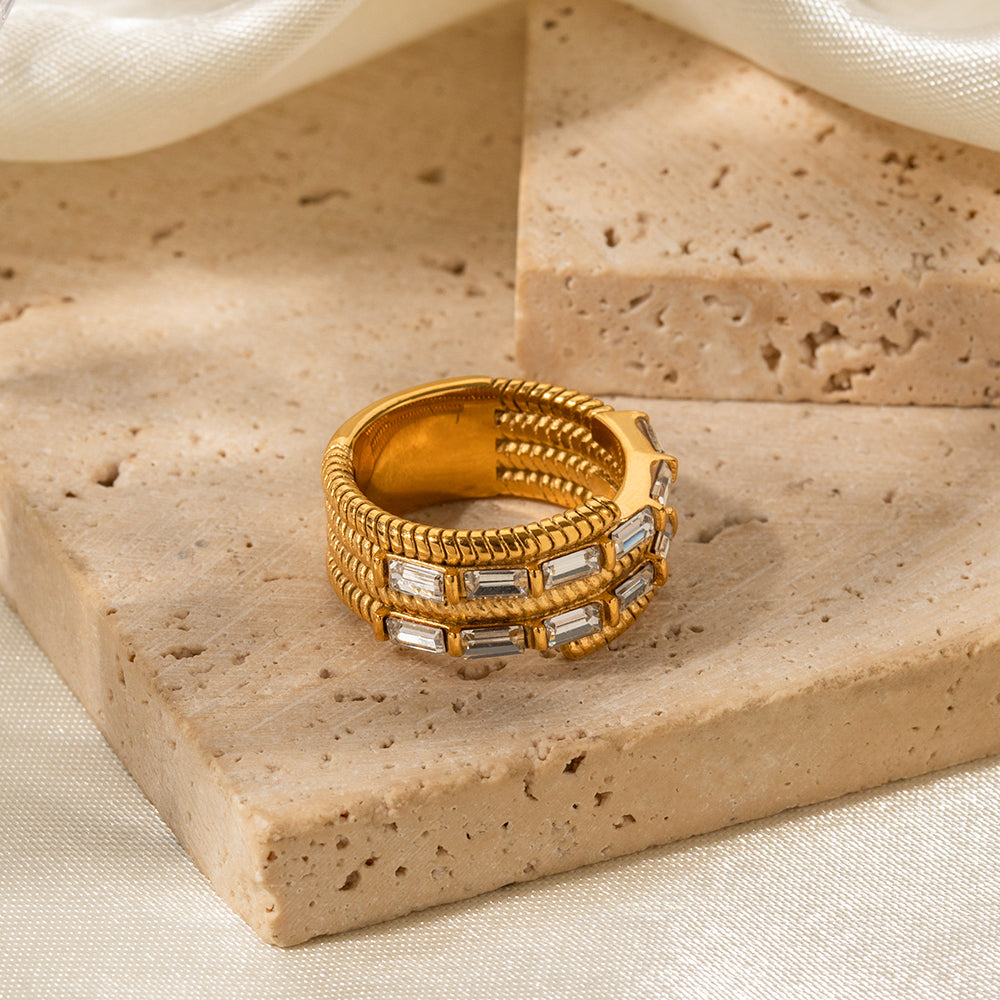 Brilliance Ring with Baguettes Cubic Zirconia