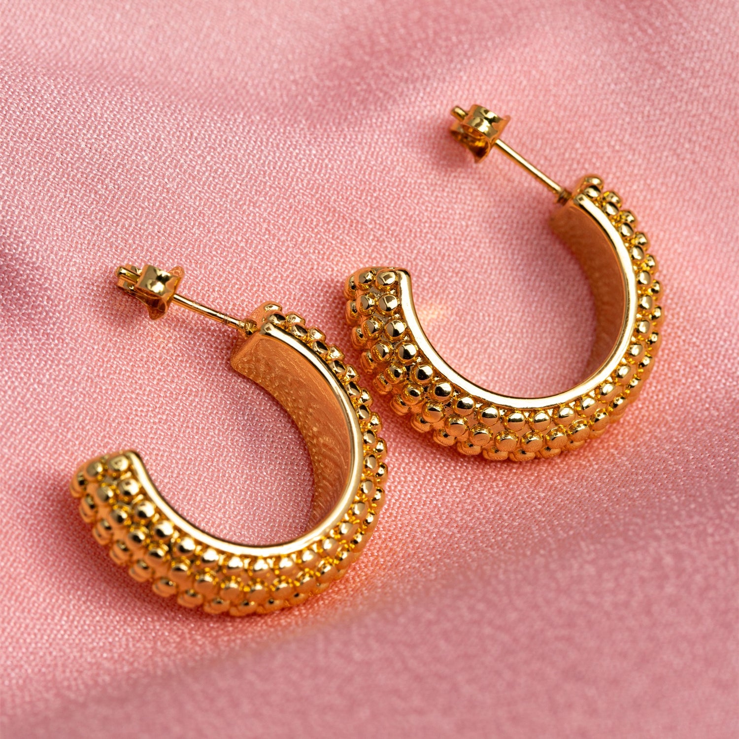 Pebbled Gold Hoops