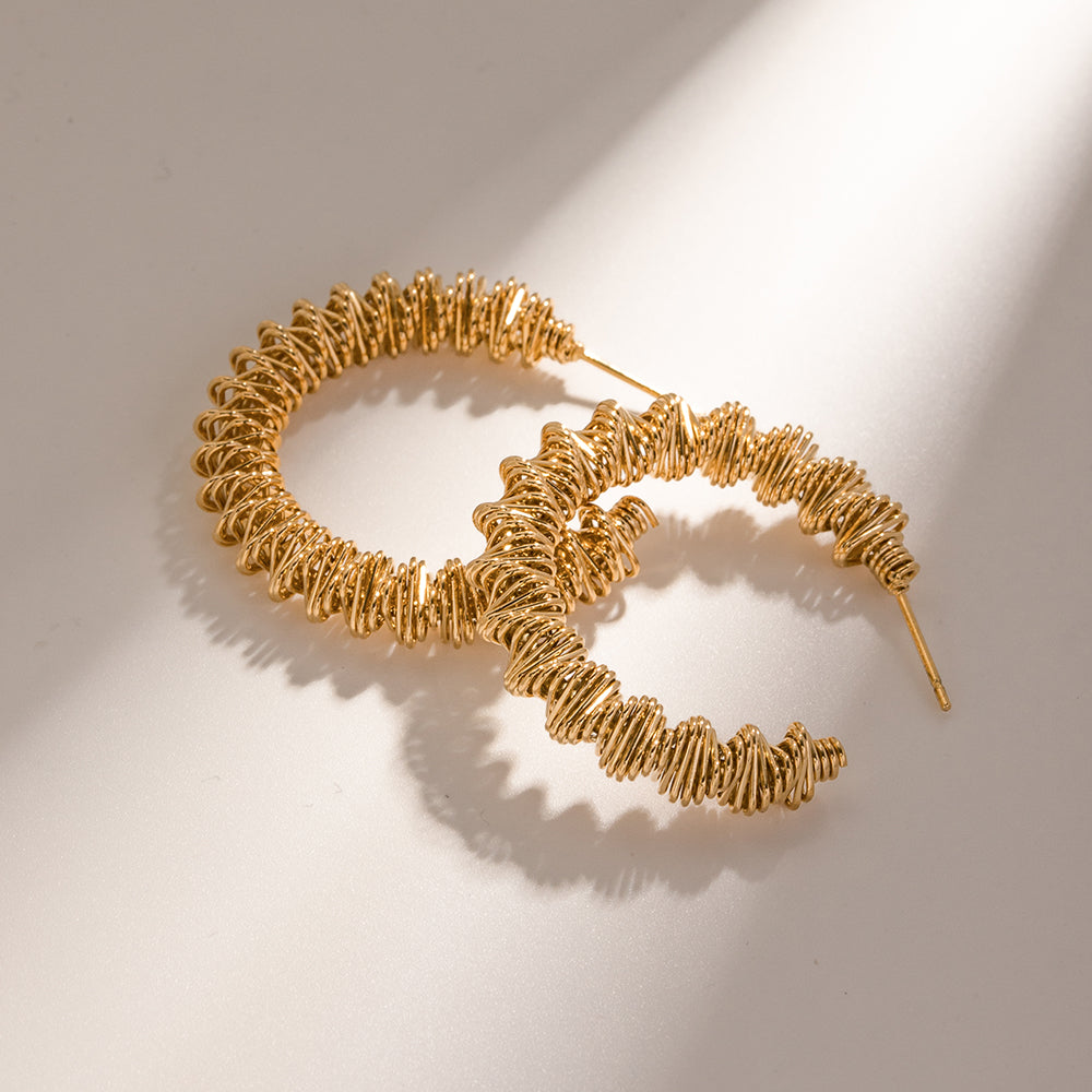 Golden Spiral Gold Hoops