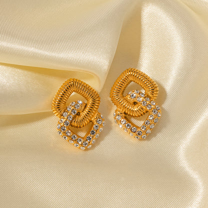 Interlocked Glam Gold - Cubic Zirconia Danglers