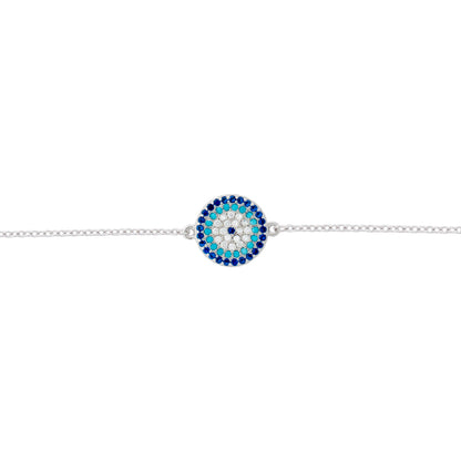 925 Silver Round Evil Eye Bracelet