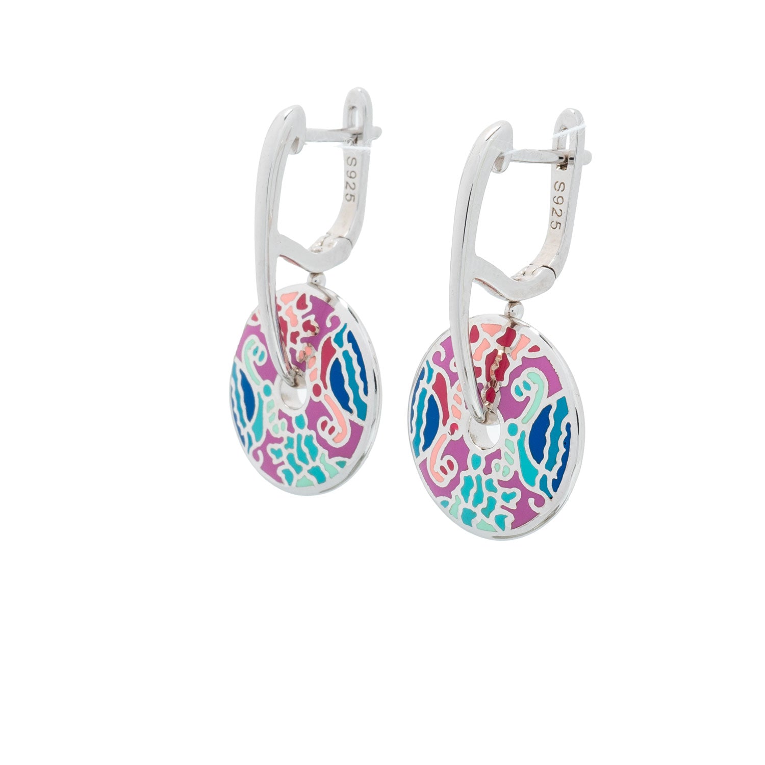 925 Silver Colour Oasis Enamel Earrings
