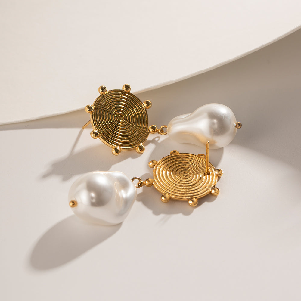Pearl Charms Gold Danglers