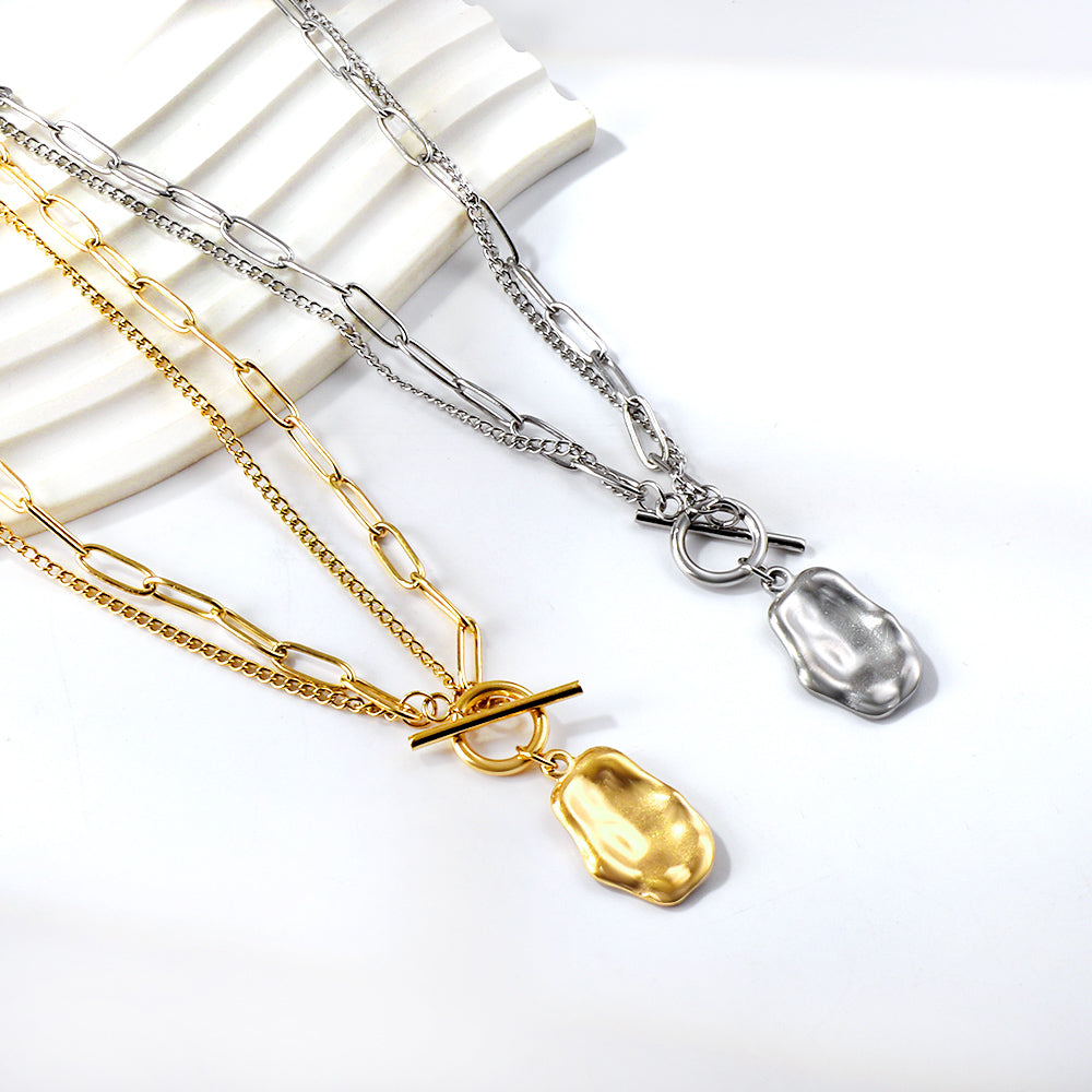 Regal Beaten Gold Layered Necklace