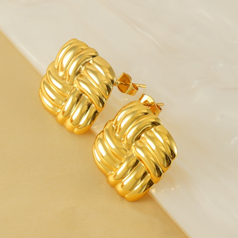 Contemporary Square Gold Studs