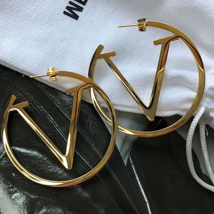 Vivid V Gold Hoops