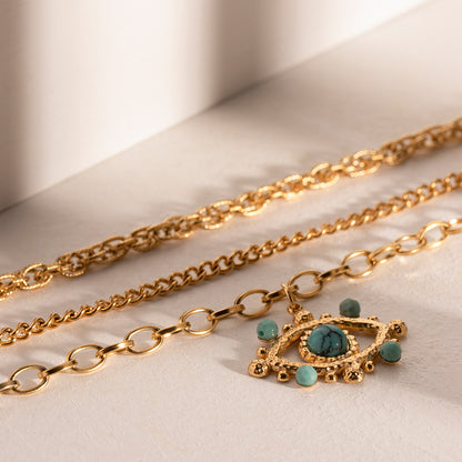 Mystic Eye Layered Turquoise Evil Eye Necklace